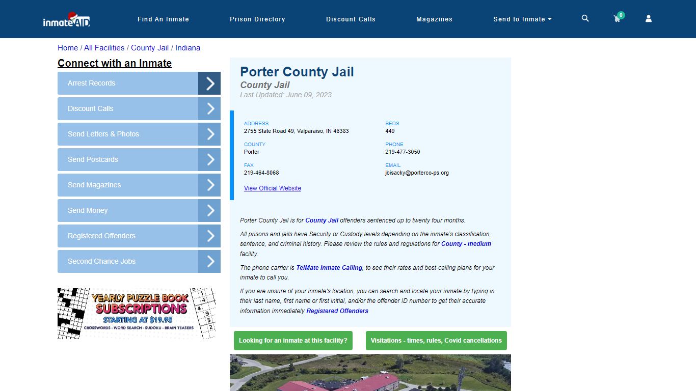 Porter County Jail - Inmate Locator - Valparaiso, IN
